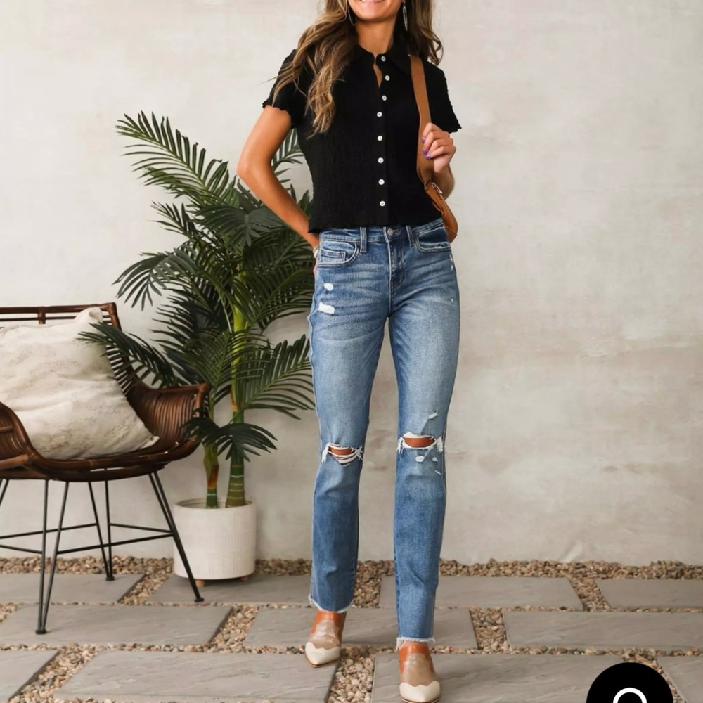 Flying Monkey Mid-Rise Straight Stretch Jean. Slim Straight  34 x 31